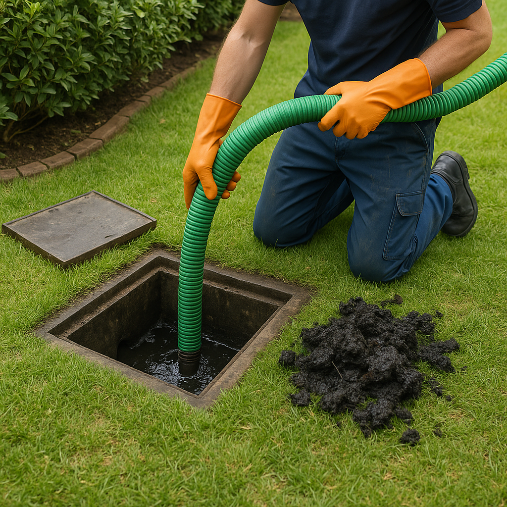 Limpieza de arqueta en jardín residencial en Chiclana